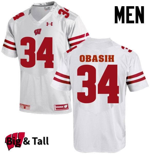 Wisconsin Badgers Men's #34 Chikwe Obasih NCAA Under Armour Authentic White Big & Tall College Stitched Football Jersey CJ40S34RS